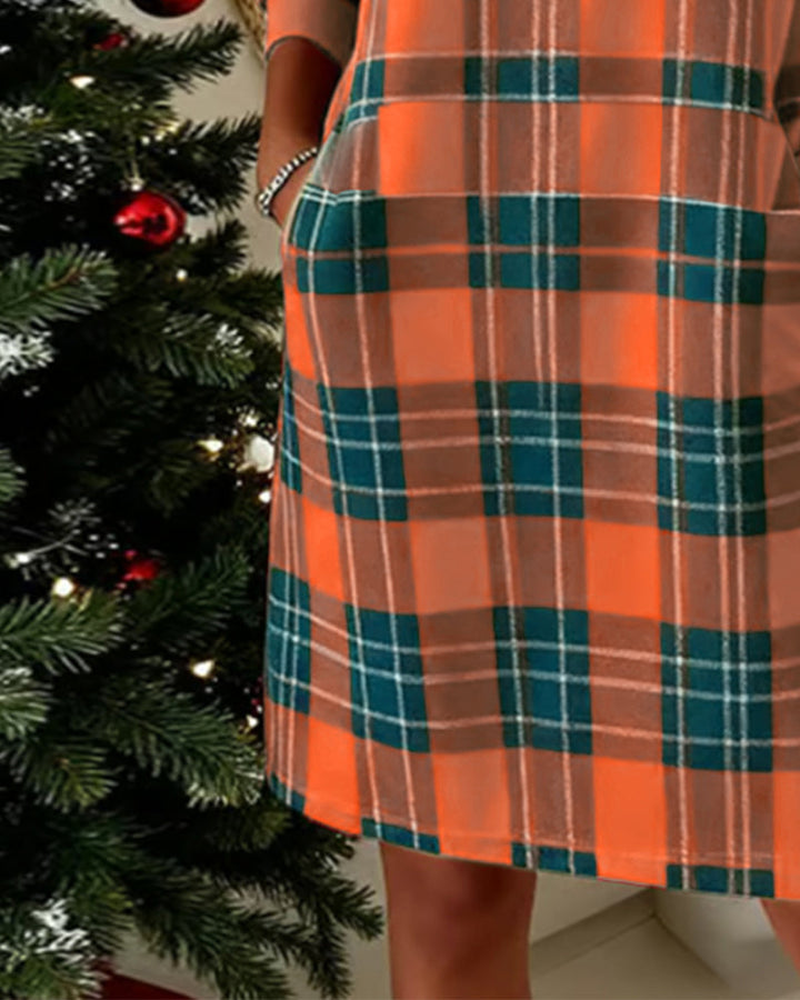 Ingrid™ | Checkered Long-Sleeve Dress