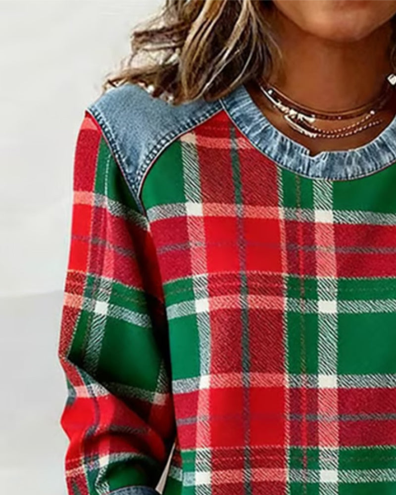 Ivy™ | Checkered Long-Sleeve Sweatshirt