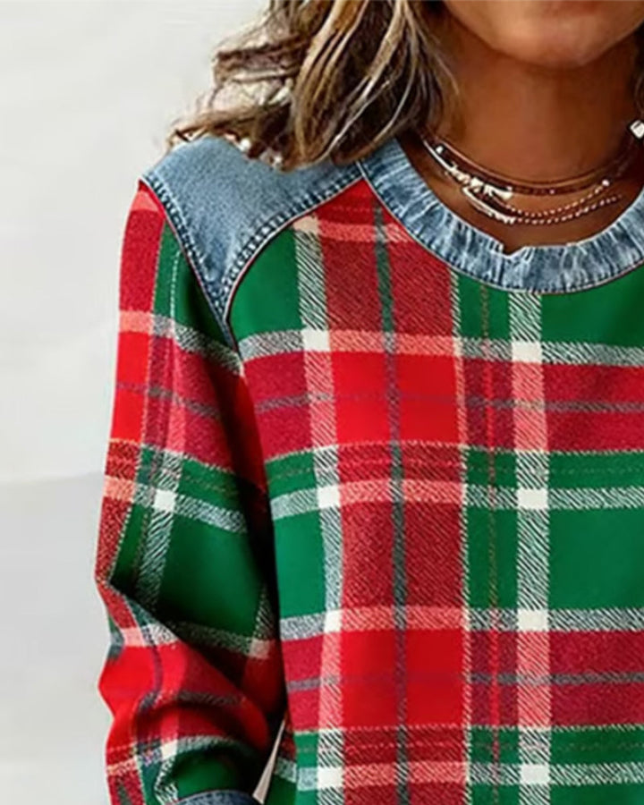 Ivy™ | Checkered Long-Sleeve Sweatshirt