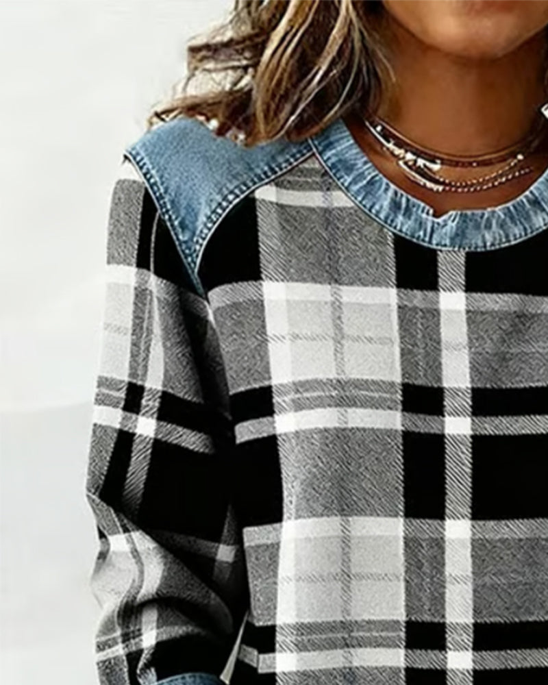 Ivy™ | Checkered Long-Sleeve Sweatshirt