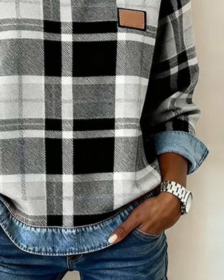 Ivy™ | Checkered Long-Sleeve Sweatshirt