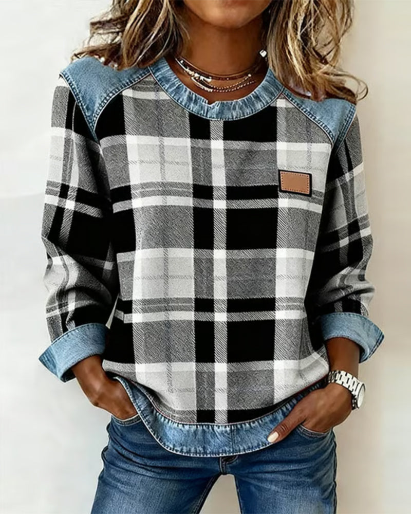 Ivy™ | Checkered Long-Sleeve Sweatshirt