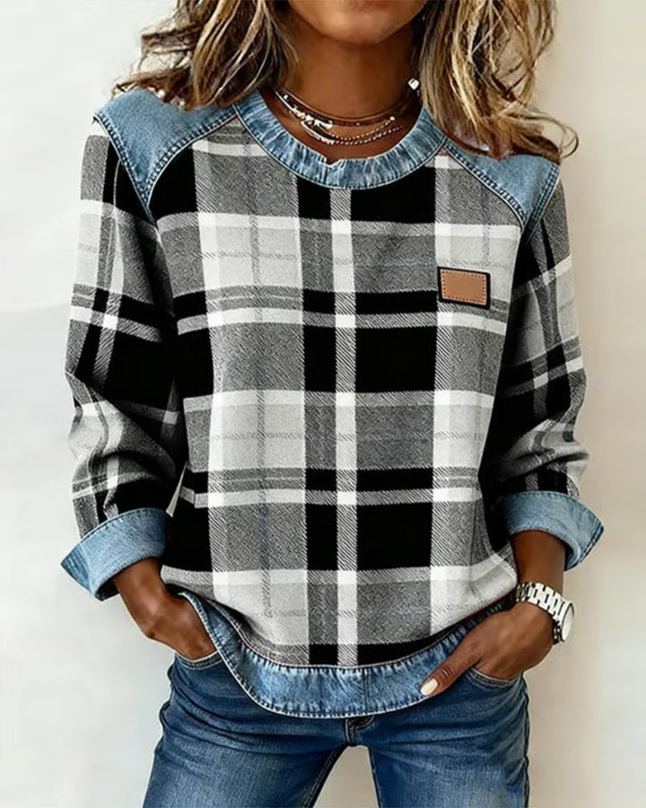 Ivy™ | Checkered Long-Sleeve Sweatshirt