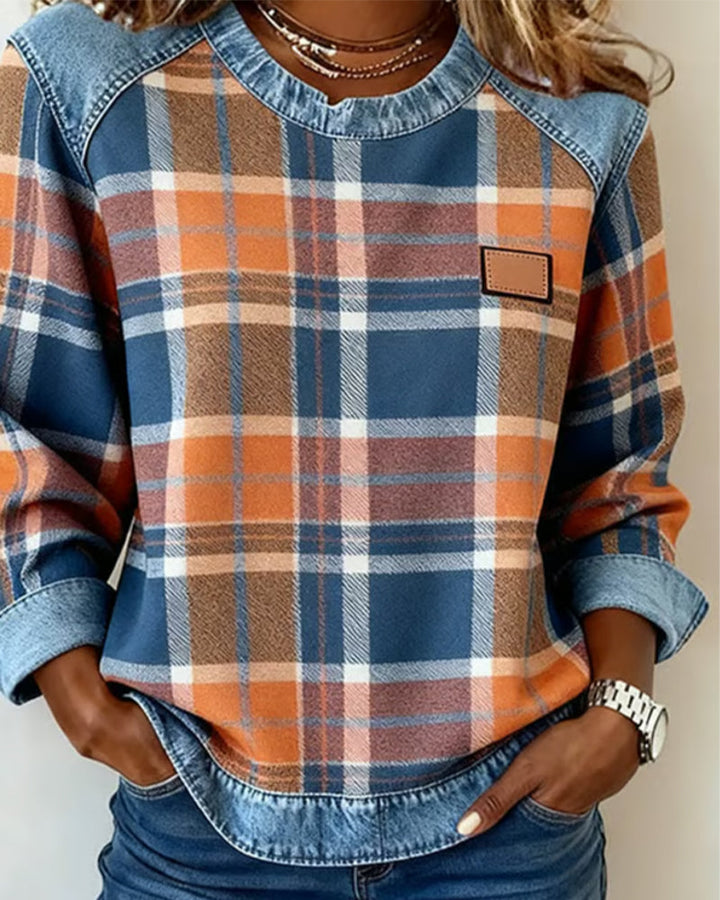 Ivy™ | Checkered Long-Sleeve Sweatshirt