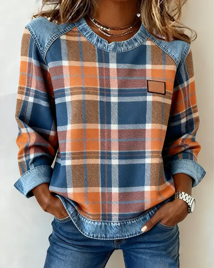 Ivy™ | Checkered Long-Sleeve Sweatshirt