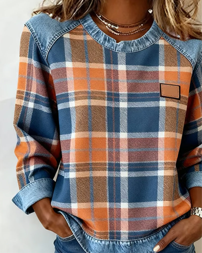 Ivy™ | Checkered Long-Sleeve Sweatshirt